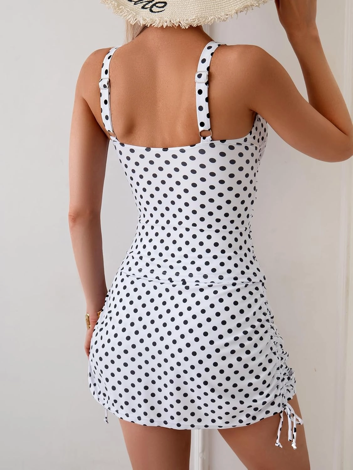 B2prity Tankini Swimsuit for Women Slimming Tummy Control Two Piece Bathing Suit Drawstring Swimwear Tank Top with Skirt