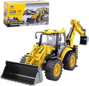 Backhoe Loader Excavator Truck Toys for Kids 1/50 Metal Engineering Vehicle Construction Tractor Model Collection Bulldozer Back Hoe Truck Decoration Toy Gift for Kids