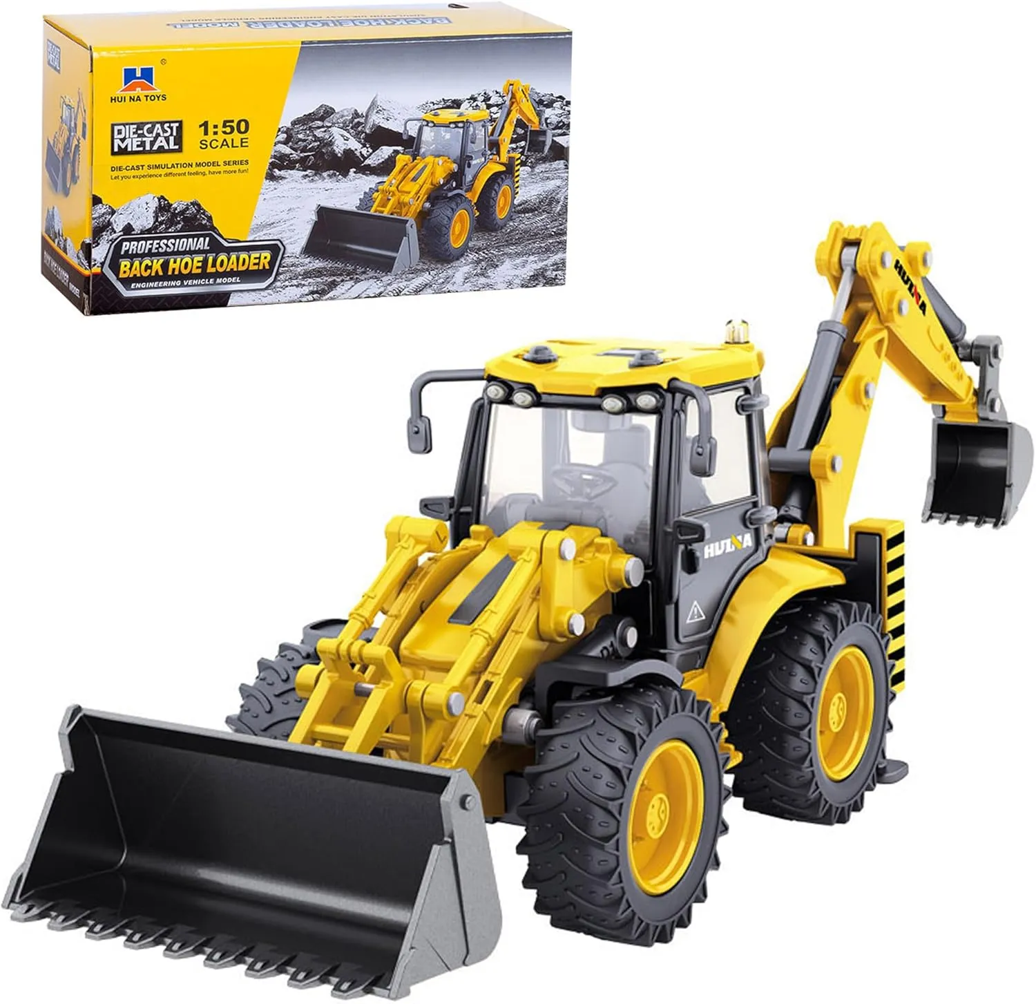 Backhoe Loader Excavator Truck Toys for Kids 1/50 Metal Engineering Vehicle Construction Tractor Model Collection Bulldozer Back Hoe Truck Decoration Toy Gift for Kids