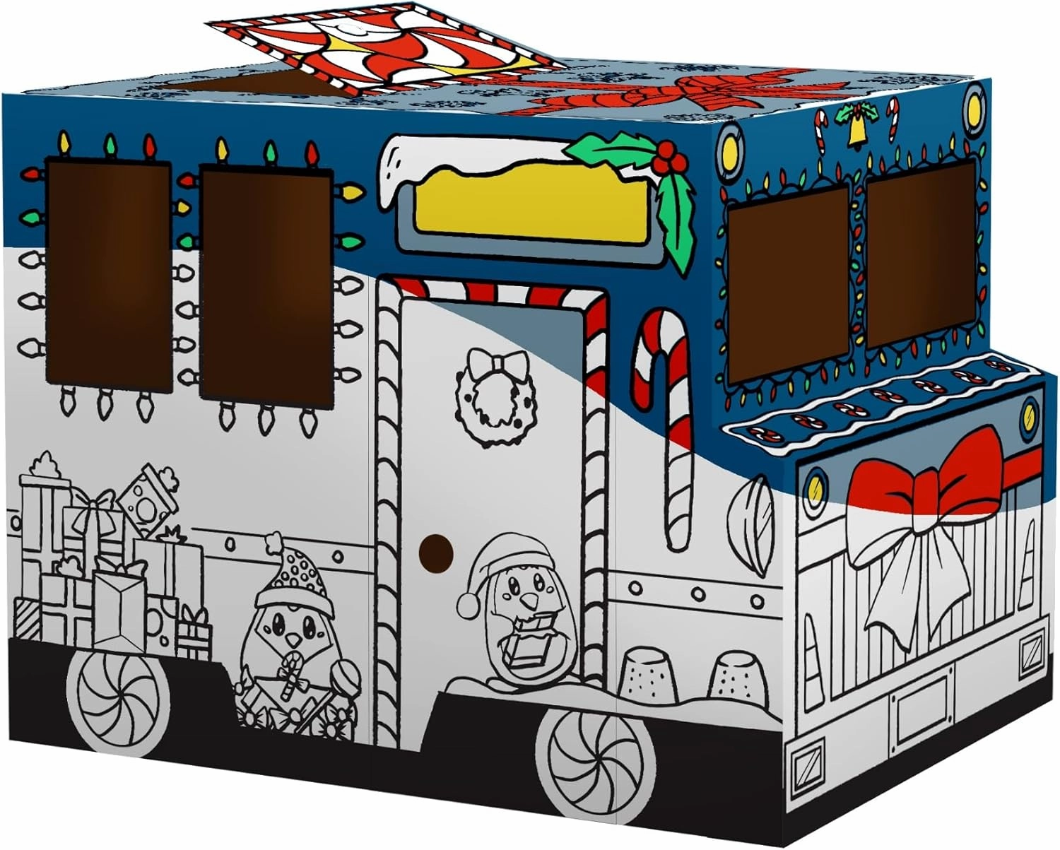 Bankers Box at Play Color in Holiday Truck, Cardboard Playhouse and Life Size Craft Activity for Kids and Families