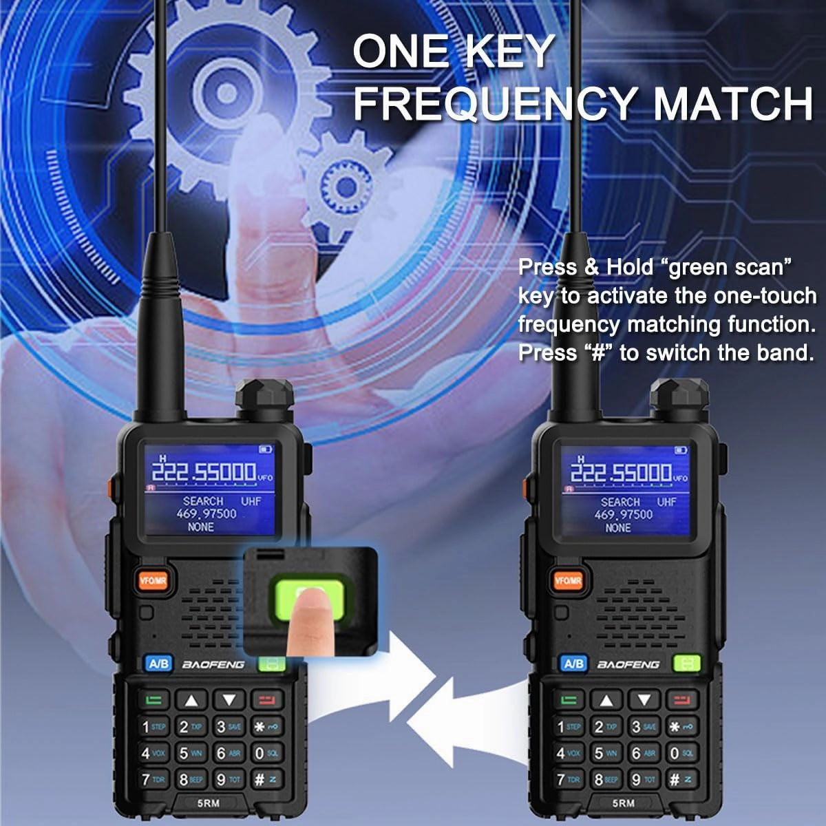 BAOFENG Radio 5RM 10W Ham Radio Long Range Handheld Tri-Band 2 Way Radio Rechargeable Walkie Talkies for Adults, Agriculture, Construction, Education, Golf Course, Security (Black, 10 Pack)