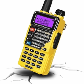 BAOFENG UV-5R  Plus Two Way Radio, Long Range for Adults Rechargeable with Earpiece, Walkie Talkie for Outdoors, 144-148 420-450MHz, Qualette Series, Imperial Yellow