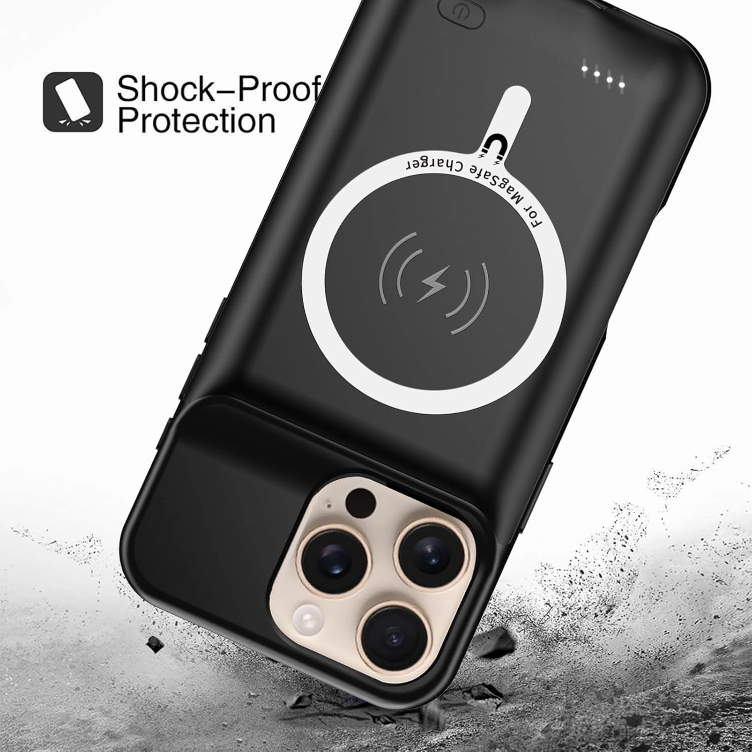 Battery Case for iPhone 16 Pro, 10000mAh Battery Pack Rechargeable Charger Case Support Carplay with Wireless Charging Compatible for iPhone 16 Pro (6.3 inch) External Battery Charging Case (Black)