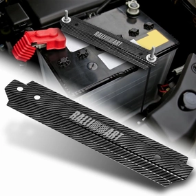 Battery Hold Down Bracket, Aluminum Battery Tie Down Bracket, Battery Tray for Car Battery Mount Bracket Fits for Mitsubishi Ralliart, Car Battery Lock Down- with 9inches J Bolts (Carbon Look)