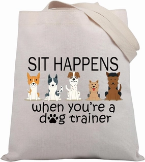 BDPWSS Dog Trainer Tote Gift Bag - Travel Pouch for Dog Lovers, Sit Happens