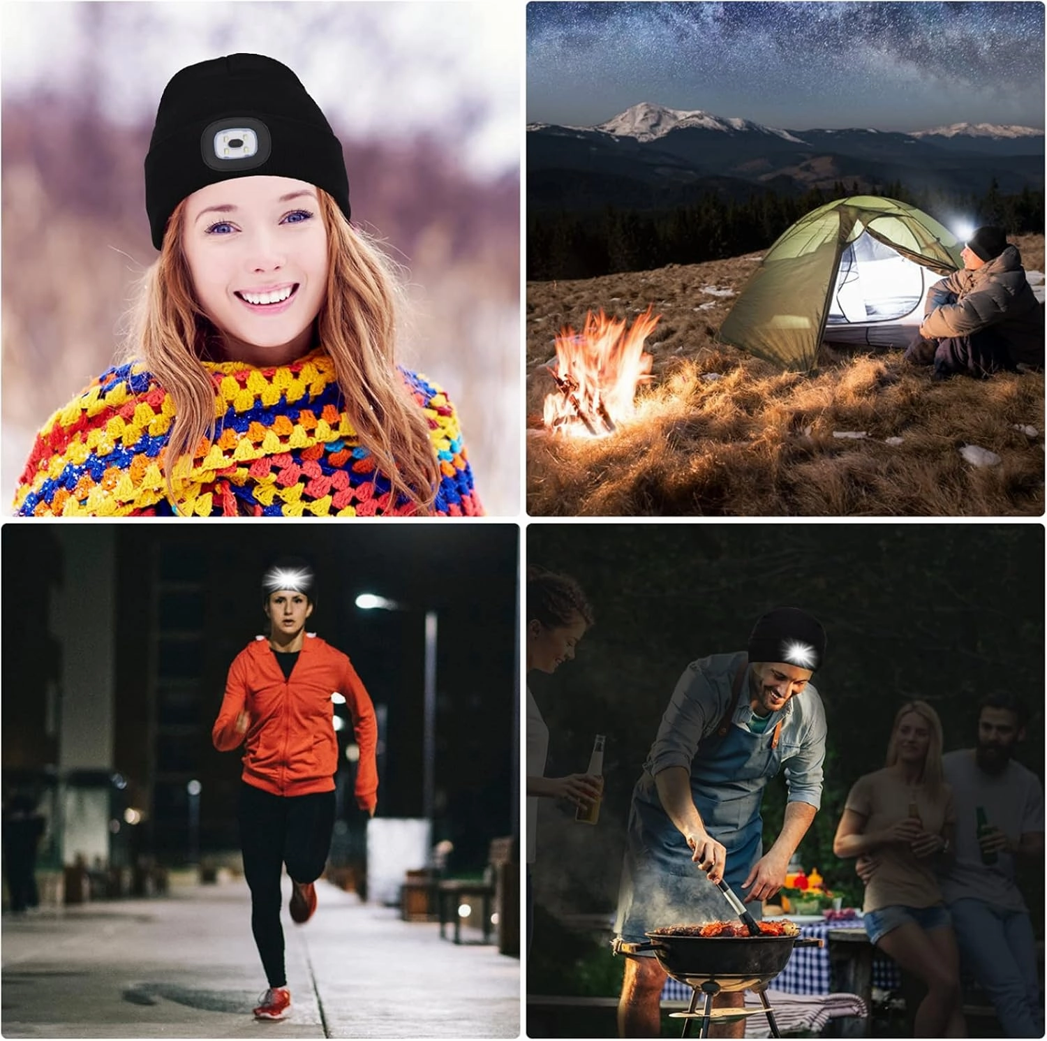 Beanie Hat with Light Unisex LED Beanie Hat with Light USB Rechargeable Running Hat Alpine Cap Gift for Men and Women Teens