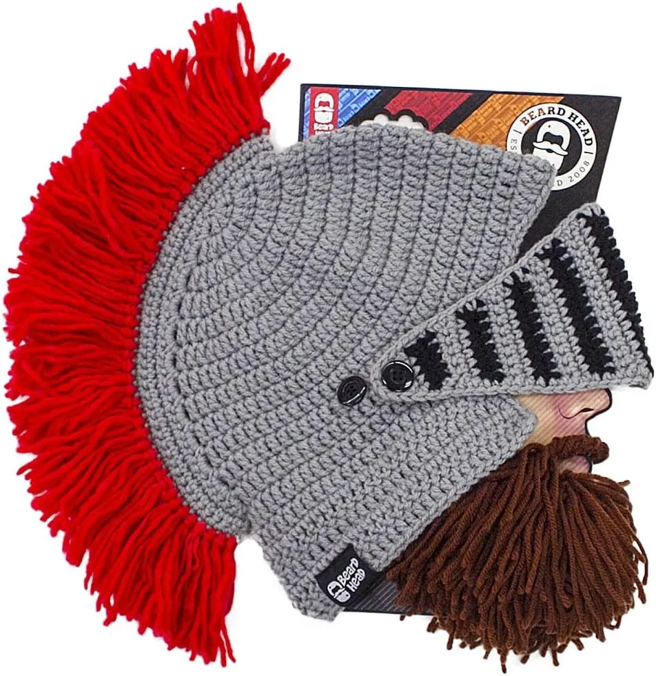 Beard Head Barbarian Knight - Original Handmade Knit Helmet and Removable Beard