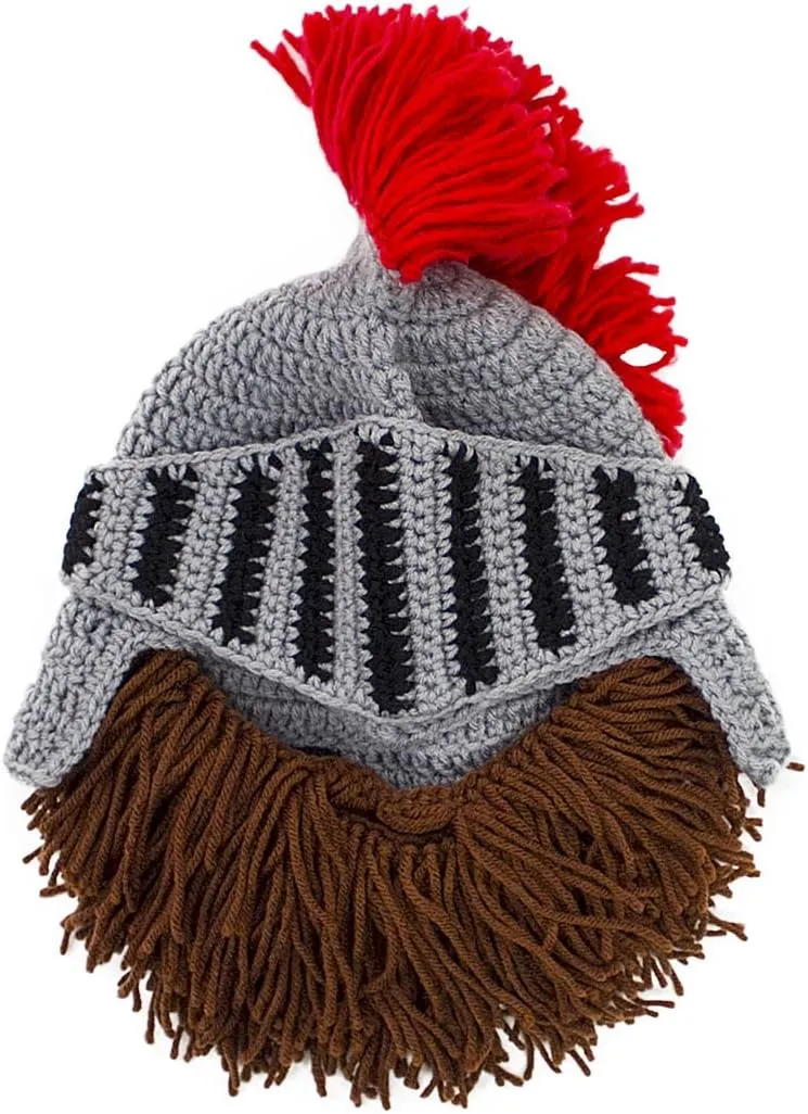 Beard Head Barbarian Knight - Original Handmade Knit Helmet and Removable Beard