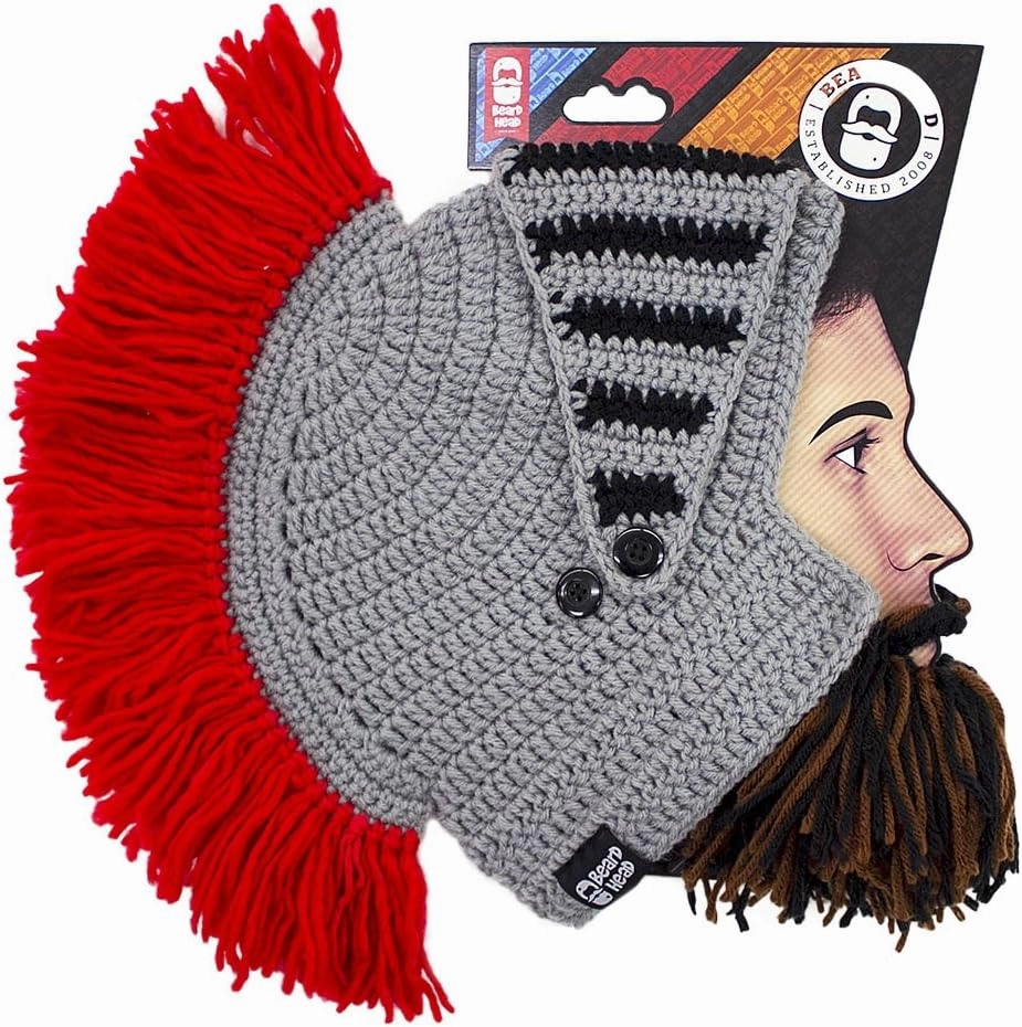 Beard Head Barbarian Knight - Original Handmade Knit Helmet and Removable Beard