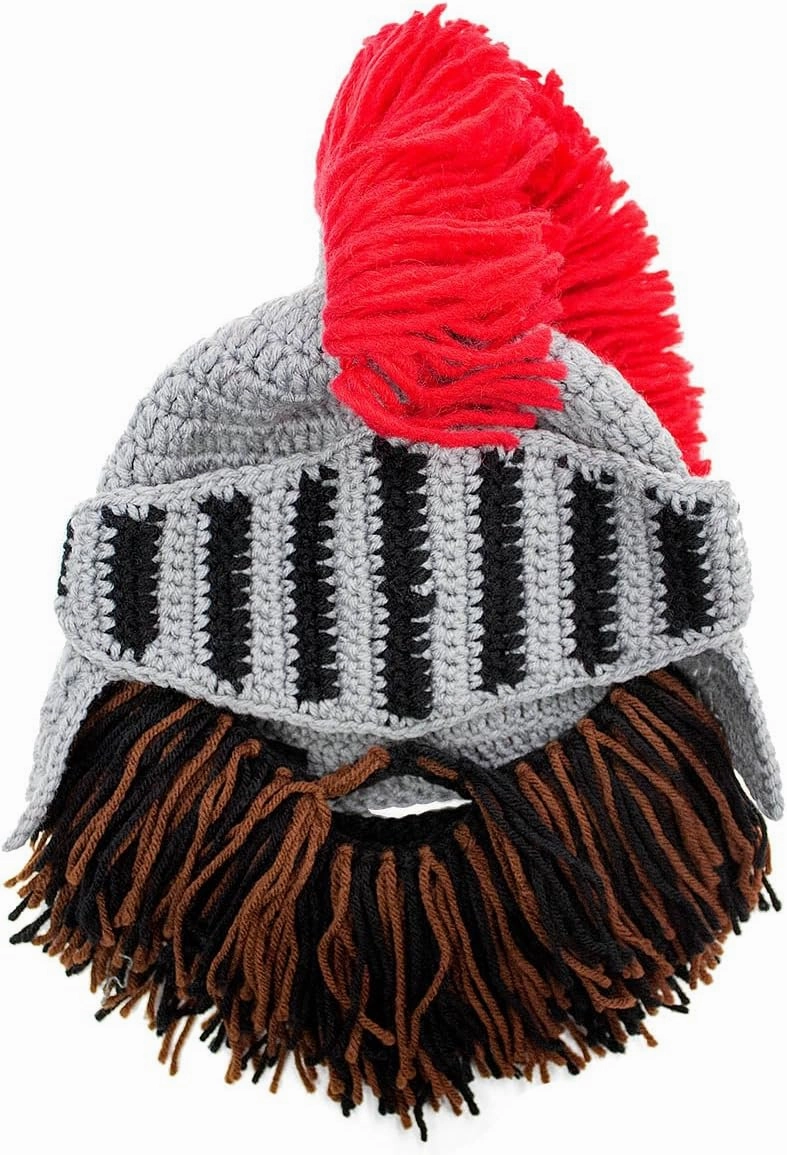 Beard Head Barbarian Knight - Original Handmade Knit Helmet and Removable Beard