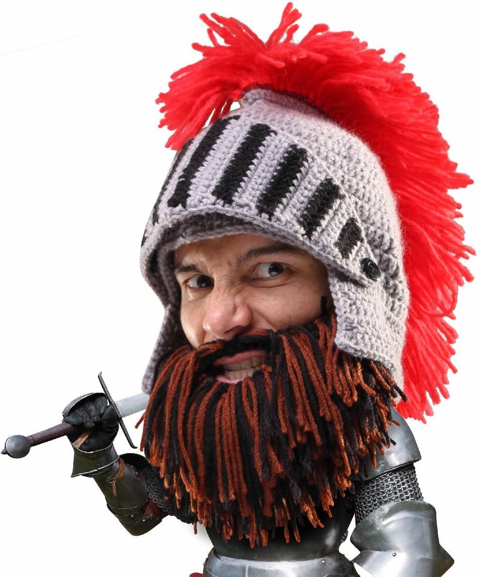 Beard Head Barbarian Knight - Original Handmade Knit Helmet and Removable Beard