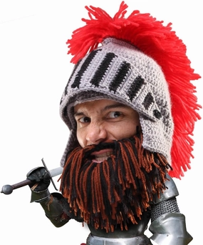Beard Head Barbarian Knight - Original Handmade Knit Helmet and Removable Beard