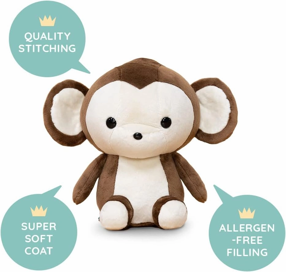 Bellzi Brown Monkey Stuffed Animal Plush Toy - Adorable Soft Monkey Toy Plushies and Gifts - Perfect Present for Kids, Babies, Toddlers - Monki