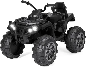 Best Choice Products 12V Kids Ride-On Electric ATV, 4-Wheeler Quad Car Toy w/Bluetooth Audio, 3.7mph Max Speed, Treaded Tires, LED Headlights, Radio - Black
