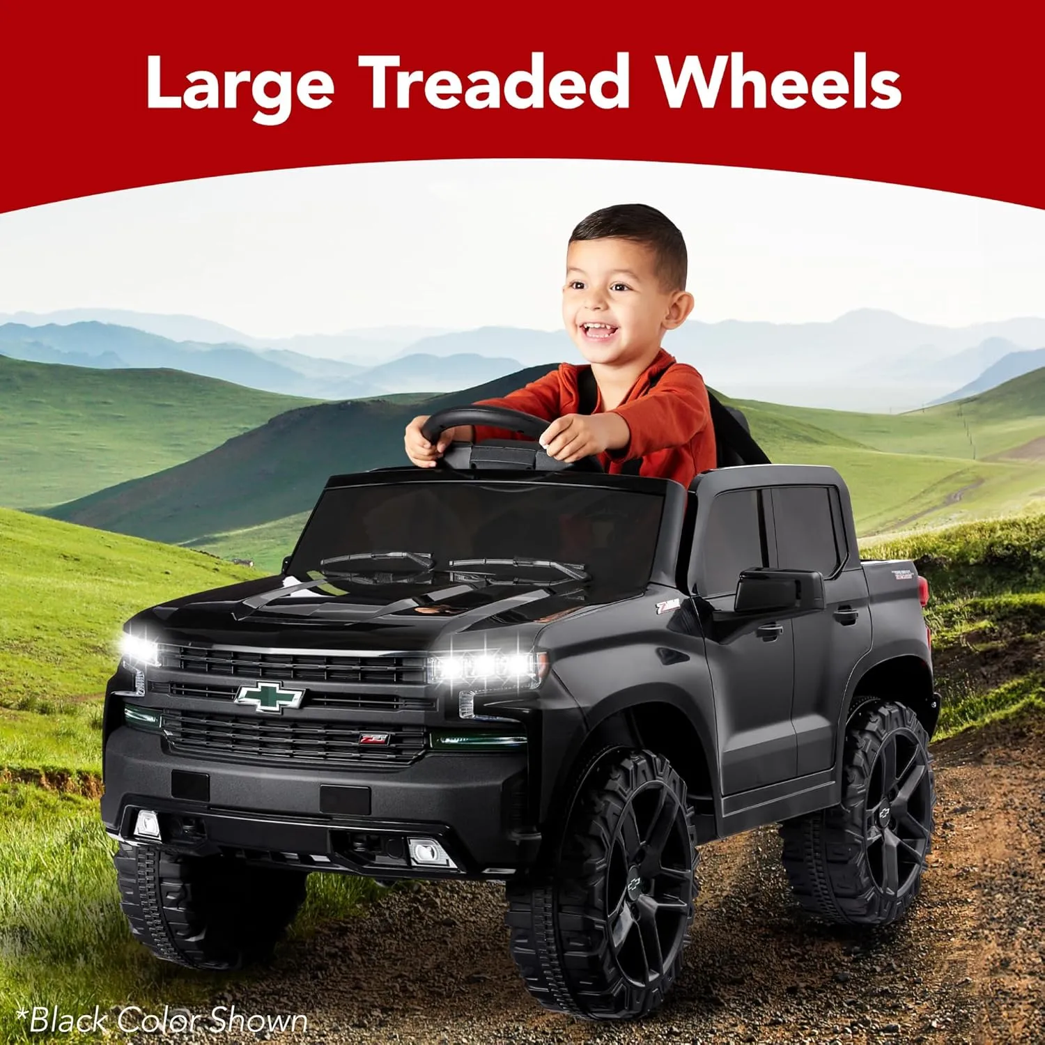 Best Choice Products 12V Licensed Chevrolet Silverado Ride On Truck, Electric Car Toy w/Parent Remote Control, Truck Bed Storage, Bluetooth Speaker, LED Lights, 2.5 MPH Max Speed - Red