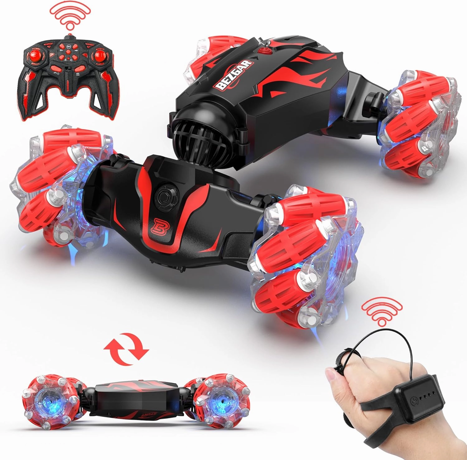 BEZGAR Gesture Sensing RC Stunt Car - Boys Toys Age 6-12, 2.4Ghz Remote Control Twist Car with Light & Music, 4WD Hand Controlled RC Cars, Birthday Gifts for Kids 6 7 8 9 10 11 12 Years Old