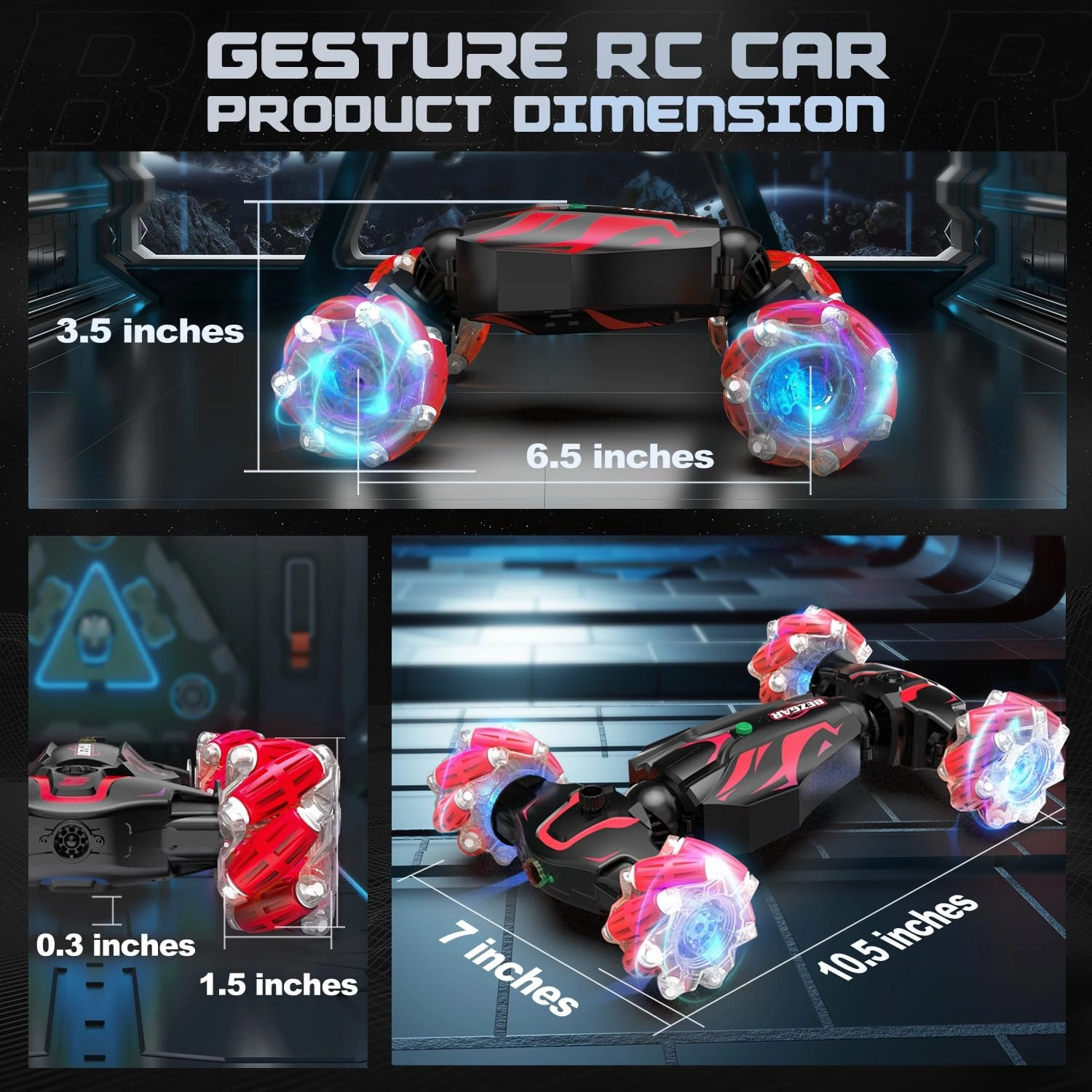 BEZGAR Gesture Sensing RC Stunt Car - Boys Toys Age 6-12, 2.4Ghz Remote Control Twist Car with Light & Music, 4WD Hand Controlled RC Cars, Birthday Gifts for Kids 6 7 8 9 10 11 12 Years Old