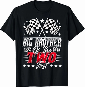 Big Brother Of The Two Fast Second Birthday Racing Car T-Shirt