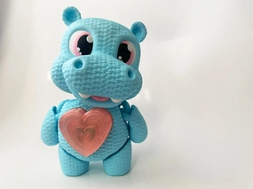 Big Light Up Heart Love Valentines Day Hippo 3-D Printed Fidget