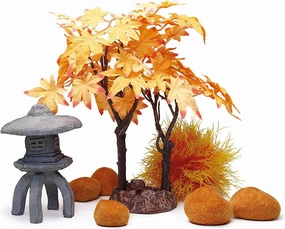 biOrb Autumn Décor Set, Orange and Red, Themed Collection of Fish Friendly Aquarium Decorations
