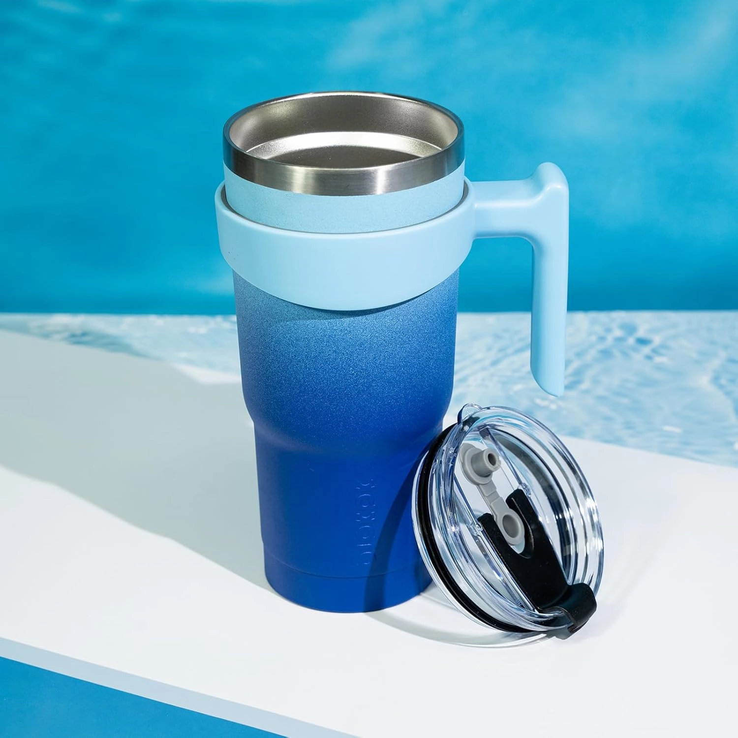 BJPKPK Tumbler With Handle And Straw 40oz Stainless Steel Tumbler With Lid Insulated Coffee Cups,Coral