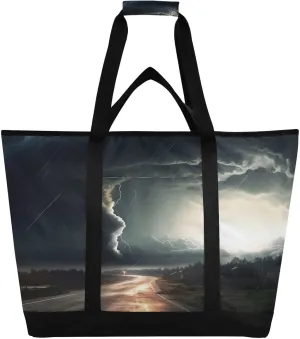 Black Tornado Reusable Insulated Lunchbox Cooler Bag, Leakproof Kitchen Grocery Bag Collapsible Portable Cooler Tote Bag for Picnic, Camping, Office, Travel