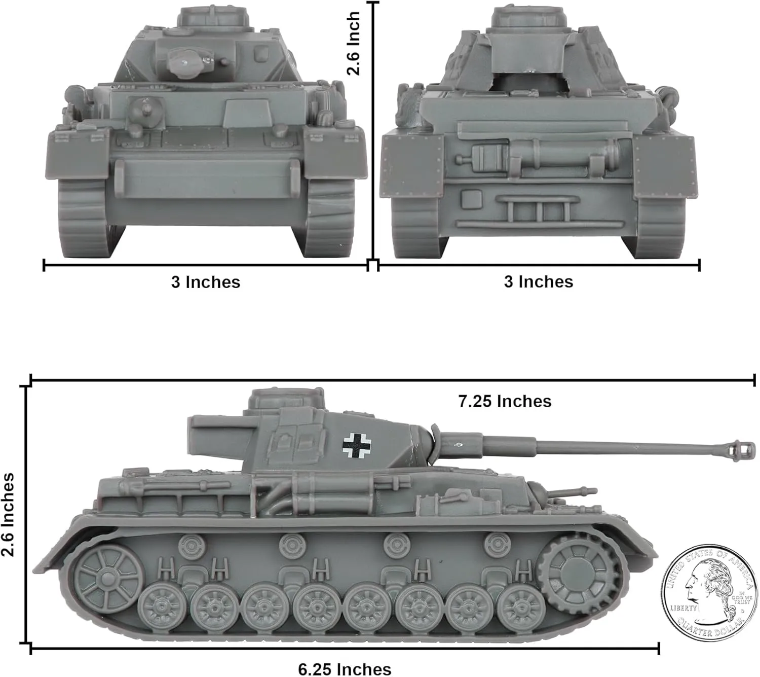 BMC CTS WW2 German Panzer IV Tank - Gray 1:38 Plastic Army Military Vehicle
