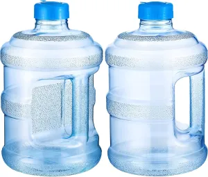 Bokon 2 Pieces gallon water jugs Round Plastic Water Bottle with Handle Screw Cap Reusable Large Capacity Bottle for Camping Outdoor Travel Gym Use