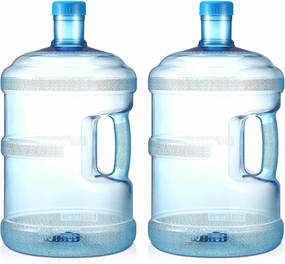 Bokon 2 Pieces gallon water jugs Round Plastic Water Bottle with Handle Screw Cap Reusable Large Capacity Bottle for Camping Outdoor Travel Gym Use