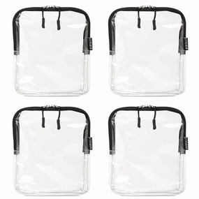 BORSALI Quart Size Bag TSA-Approved for Carry On Travel - One (1) Quart Clear Toiletires, Cosmetic and 3-1-1 Liquids Toiletry Bag - 4 Pack