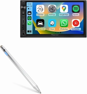 BoxWave Stylus Pen Compatible with Eonon X3 QLED Linux Double Din Car Stereo (7 in) - AccuPoint Active Stylus, Electronic Stylus with Ultra Fine Tip - Metallic Silver