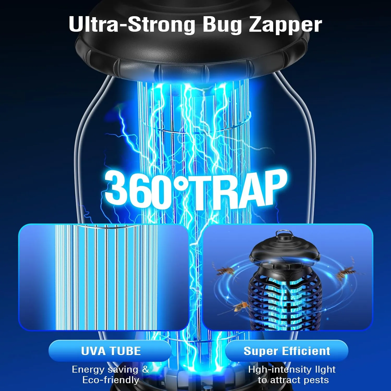 Bug Zapper Outdoor 4200V Electronic Mosquito Zapper Fly Traps Outdoor Mosquito Repellent Killer Inside/Outside for Home, Patio, Backyard, CA-Blue A1