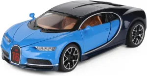 Bugatti Supercar Model Children's Alloy car Simulation car Boys Toy car Gift Jewelry Collection（Blue）