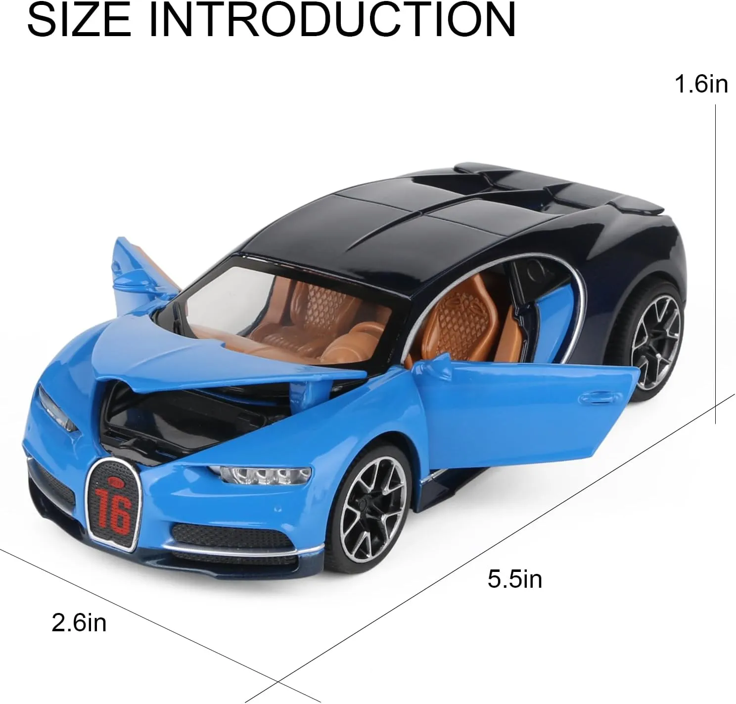 Bugatti Supercar Model Children's Alloy car Simulation car Boys Toy car Gift Jewelry Collection（Blue）