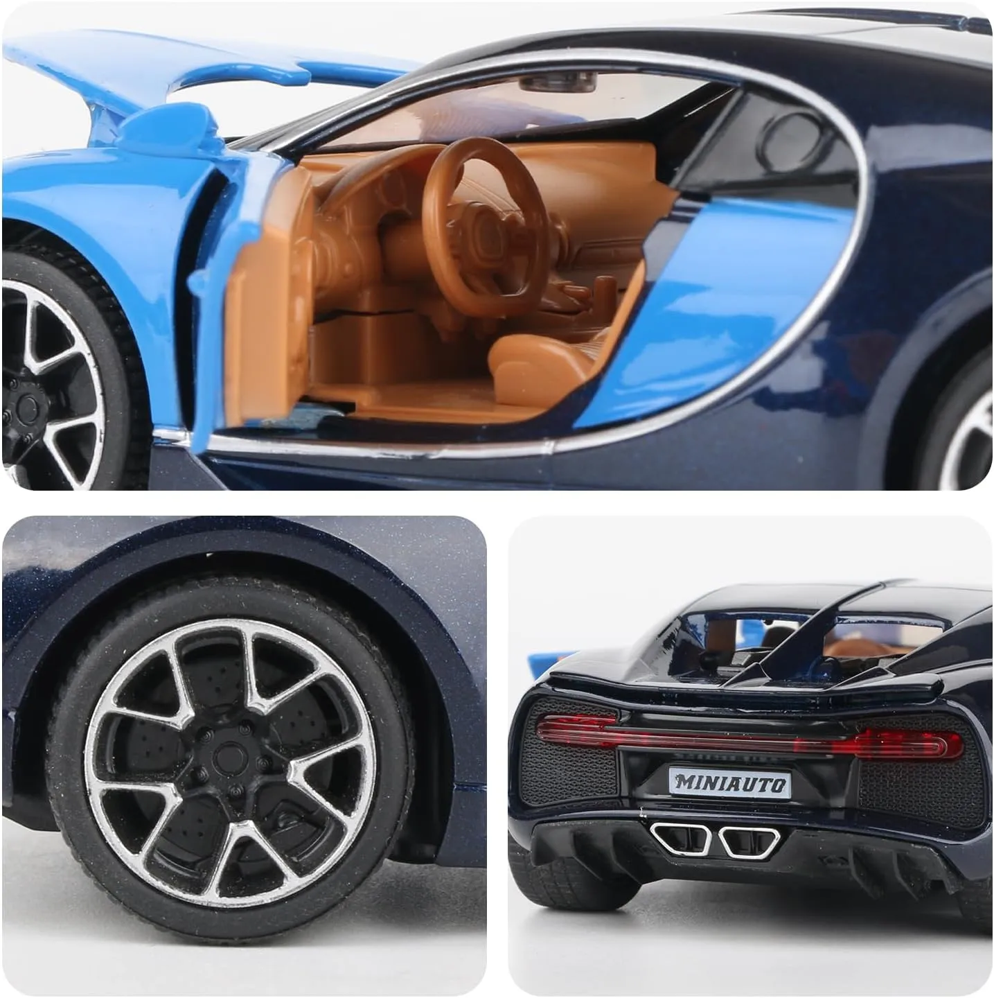 Bugatti Supercar Model Children's Alloy car Simulation car Boys Toy car Gift Jewelry Collection（Blue）