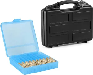 Bundle Pack of 2 | 100 Round Pistol Ammo Can with Hard Lockable Gun Case for Pistols with Combination Lock