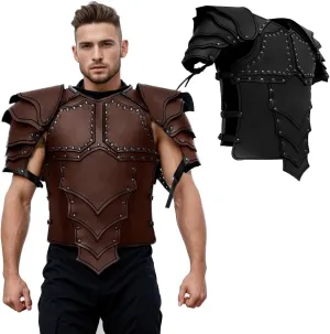 CAMDOM Medieval Chest Armor for Men Viking Knight Chest Belt Armor Warrior Adjustable PU Leather Armour