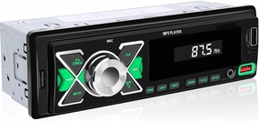 CAMECHO Single Din Car Stereo Bluetooth Audio Digital Media Receiver with USB Port – FM Radio, MP3 Player, EQ, APP Control, Multi Color Illumination, TF Card, AUX Input, Car Radio