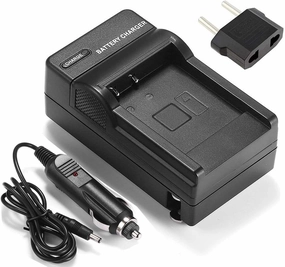 Camera Battery Charger for Panasonic CGA-D07, CGR-D08, CGR-D08R, CGR-D14, CGR-D16, CGP-D28 - 8.4V DC Output - Wall & Car Charger Kit