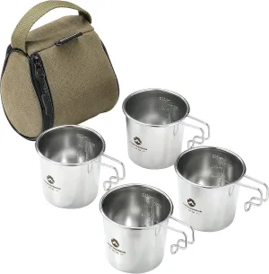 CAMPINGMOON 7oz Mug Cup Stackable 304 Stainless Steel Small Little Camping Beer 210ml S-190 (4pcs set/w bag)