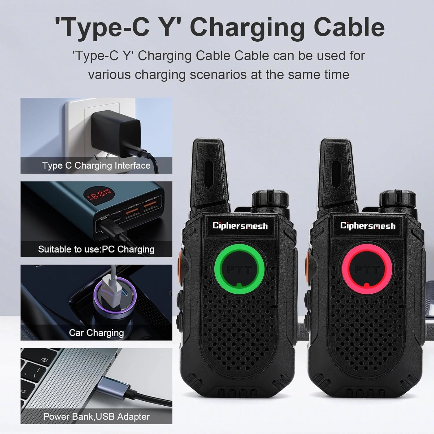 CAP302 Small Walkie Talkies Long Range for Adults, 2 Way Radio Rechargeable, Portable Walky Talky with Dual PTT, VOX Handsfree for Business Family Trip Camping Hiking Skiing - 2 Pack