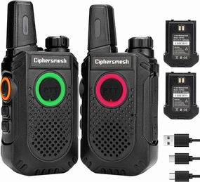 CAP302 Small Walkie Talkies Long Range for Adults, 2 Way Radio Rechargeable, Portable Walky Talky with Dual PTT, VOX Handsfree for Business Family Trip Camping Hiking Skiing - 2 Pack