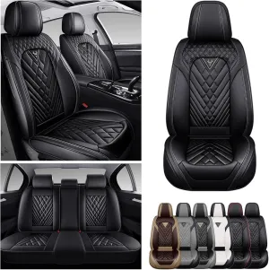 Car Seat Covers Fit for Saturn Ion 2003-2007,5 Seat Comfort Non-Slip Seat Cover Airbag Compatible,Waterproof Leather Seat Covers(Standard 5 Seat,Black)
