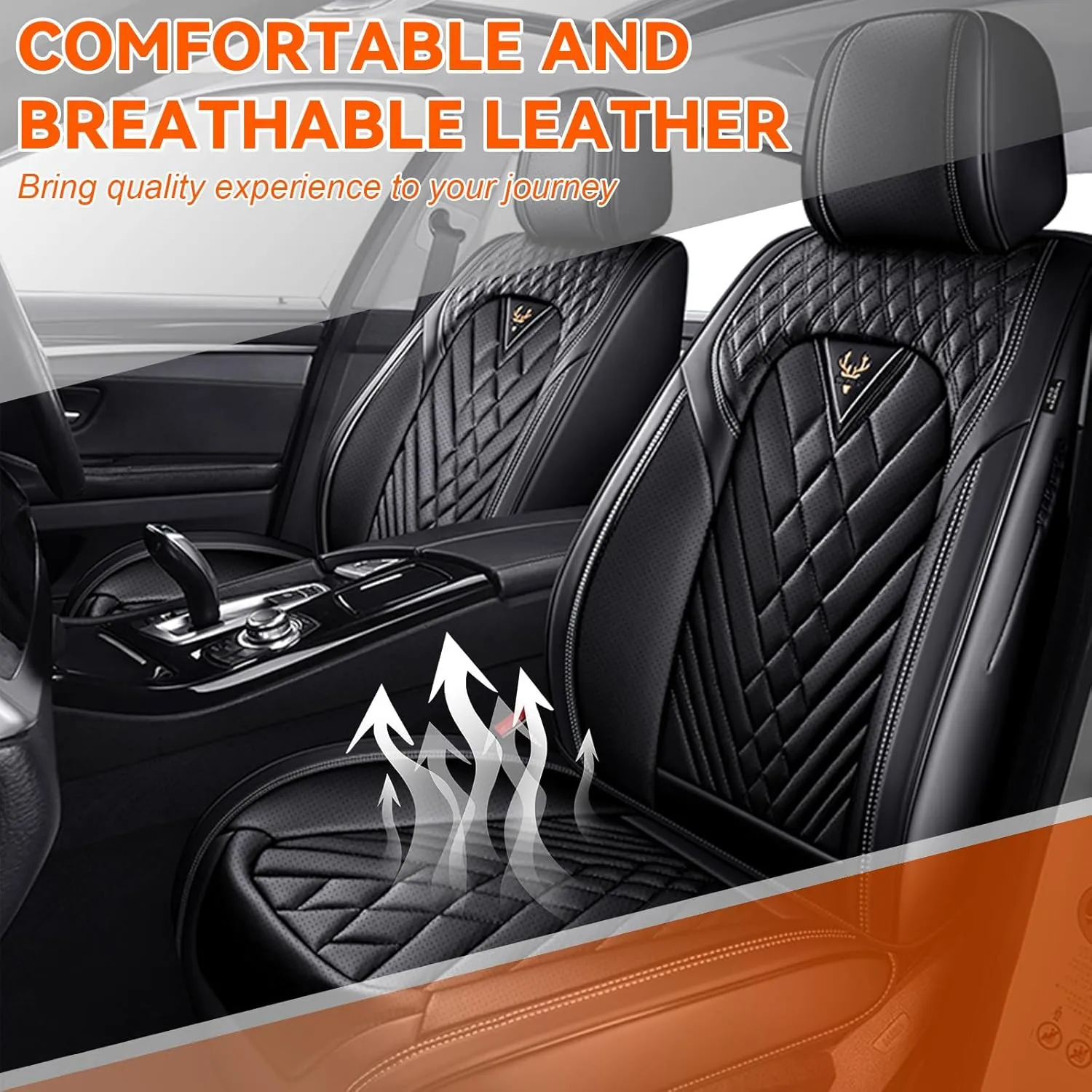 Car Seat Covers Fit for Saturn Ion 2003-2007,5 Seat Comfort Non-Slip Seat Cover Airbag Compatible,Waterproof Leather Seat Covers(Standard 5 Seat,Black)