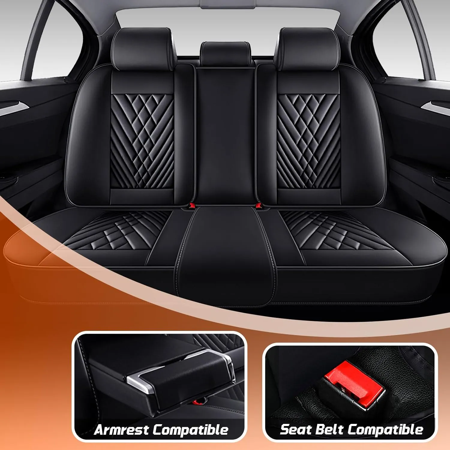 Car Seat Covers Fit for Saturn Ion 2003-2007,5 Seat Comfort Non-Slip Seat Cover Airbag Compatible,Waterproof Leather Seat Covers(Standard 5 Seat,Black)