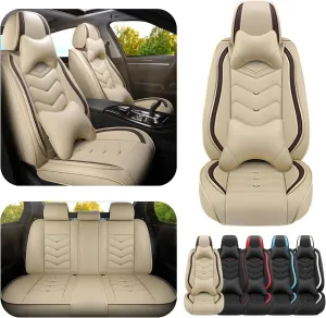 Car Seat Covers for Honda Accord 2000-2025, Premium Nappa Leather Car Seat Cover, Stylish Sport Seat Covers， Automobile Seat Cover Sets.(Luxury 5 Seats/Beige)