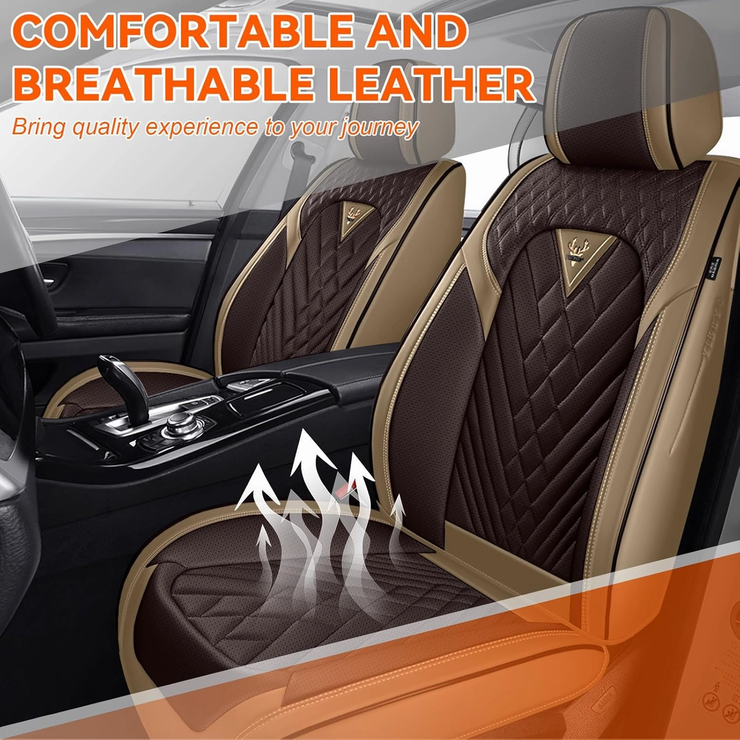 Car Seat Covers Fit for Saturn Ion 2003-2007,5 Seat Comfort Non-Slip Seat Cover Airbag Compatible,Waterproof Leather Seat Covers(Standard 5 Seat,Beige Coffee)