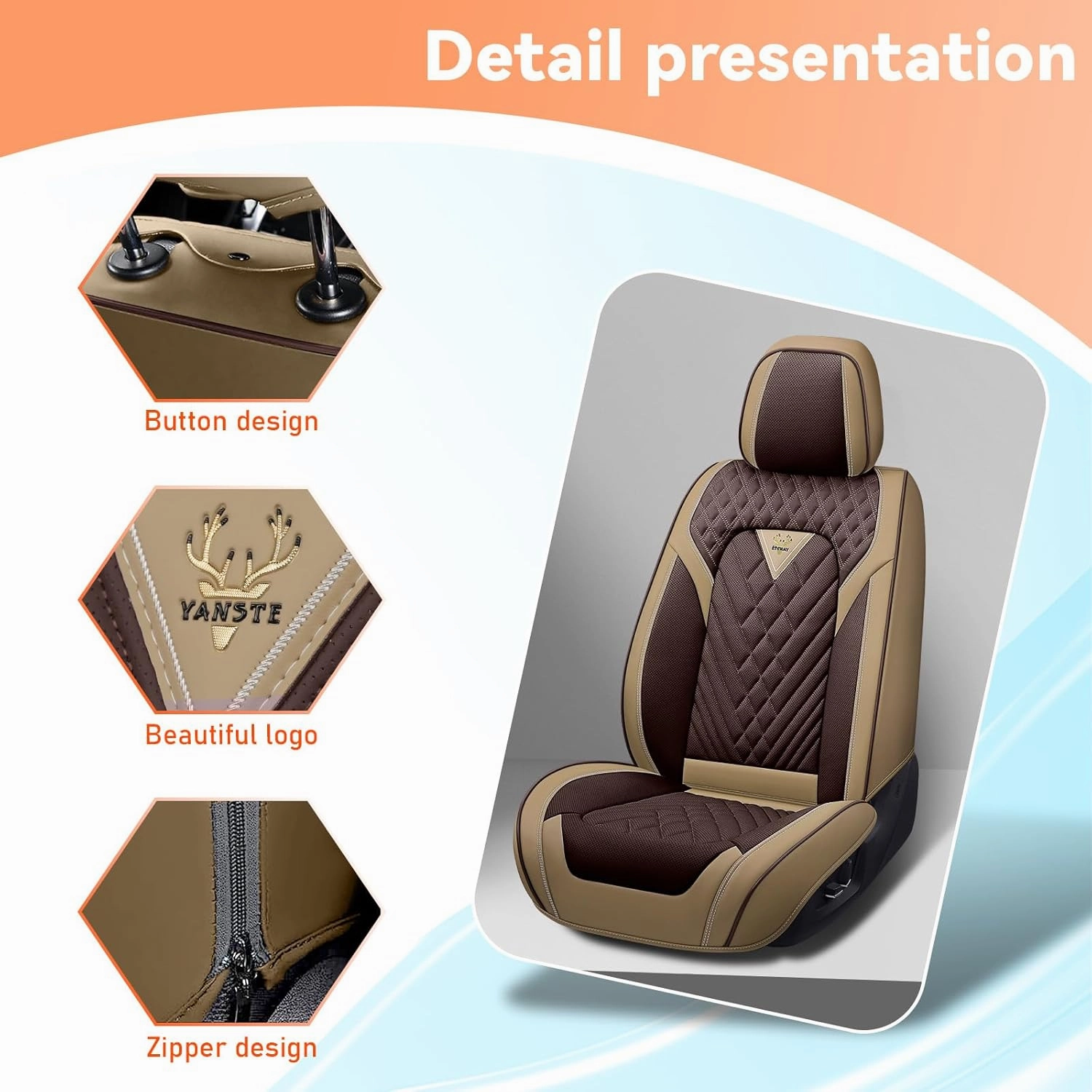 Car Seat Covers Fit for Saturn Ion 2003-2007,5 Seat Comfort Non-Slip Seat Cover Airbag Compatible,Waterproof Leather Seat Covers(Standard 5 Seat,Beige Coffee)