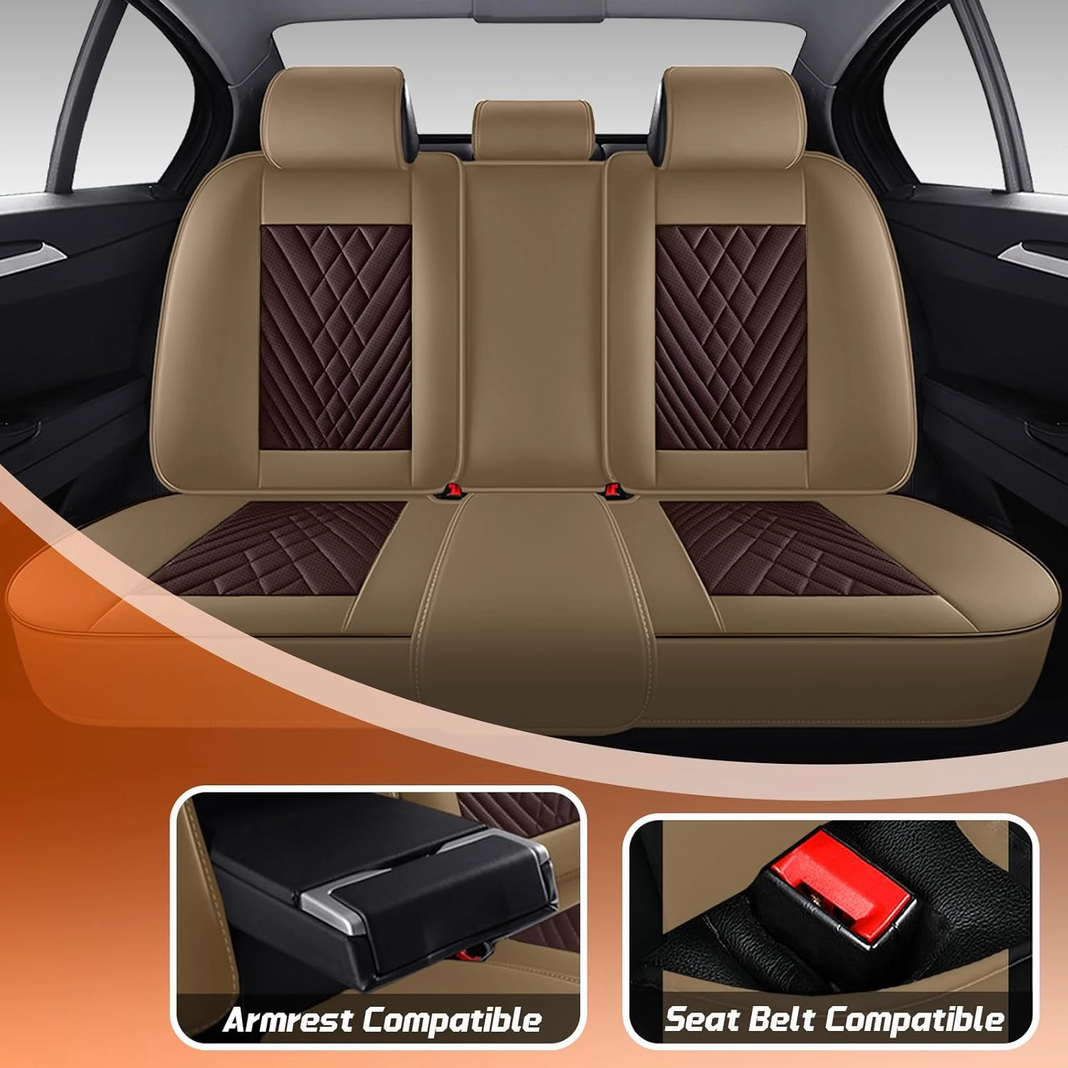 Car Seat Covers Fit for Saturn Ion 2003-2007,5 Seat Comfort Non-Slip Seat Cover Airbag Compatible,Waterproof Leather Seat Covers(Standard 5 Seat,Beige Coffee)