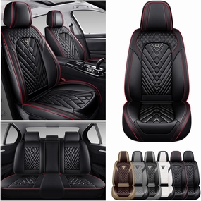 Car Seat Covers Fit for Saturn Ion 2003-2007,5 Seat Comfort Non-Slip Seat Cover Airbag Compatible,Waterproof Leather Seat Covers(Standard 5 Seat,Black Red)